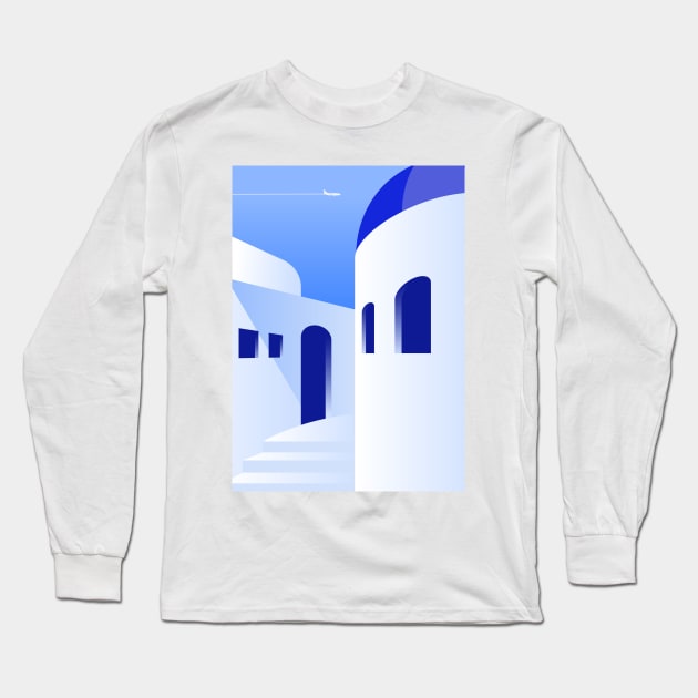 Boho travel art. Santorini, Greece #2 Long Sleeve T-Shirt by GreekTavern